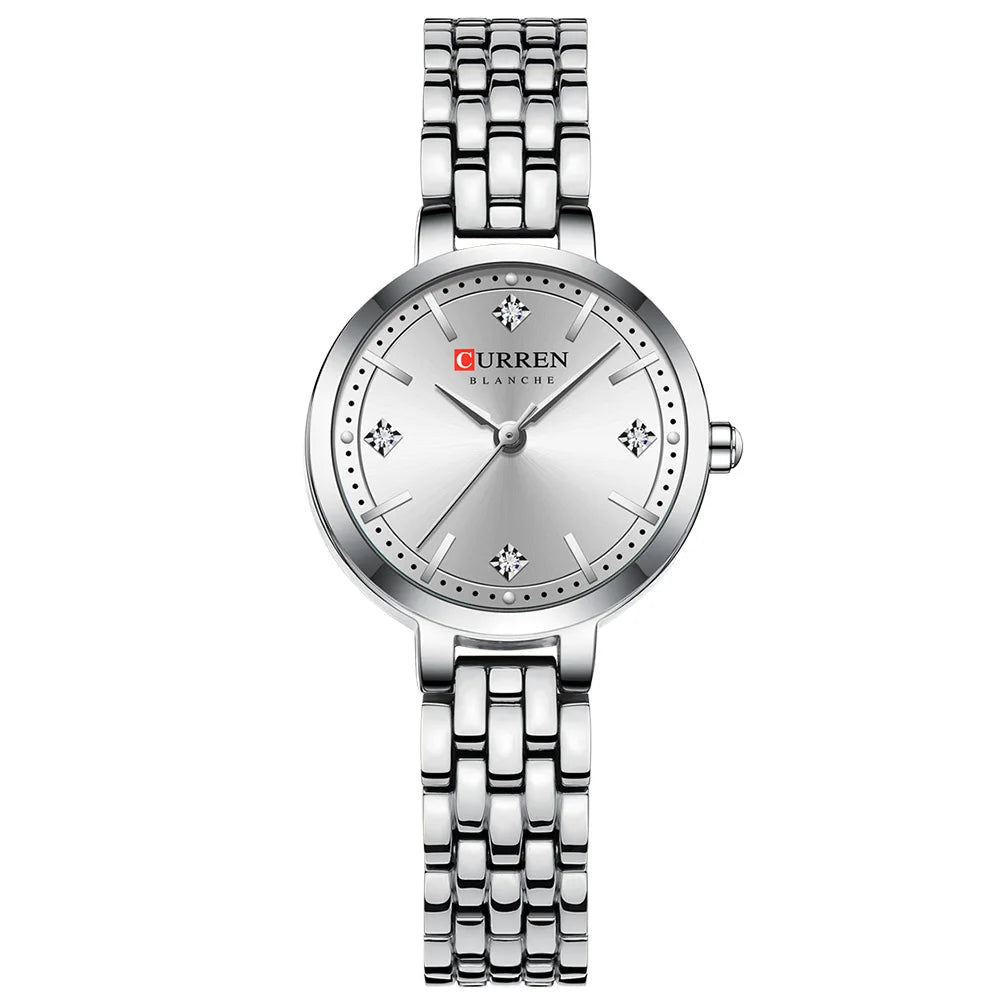CURREN Luxo Feminino Strass Dial Relógio de Quartzo Banda de Aço Inoxidável Elegante Senhoras Relógios de Pulso