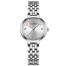 CURREN Luxo Feminino Strass Dial Relógio de Quartzo Banda de Aço Inoxidável Elegante Senhoras Relógios de Pulso