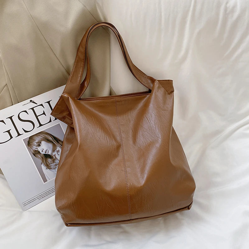 Leftside moda grande sacola de couro para as mulheres 2025 tendências femininas simples grande alta capacidade retro ombro bolsa lateral bolsas