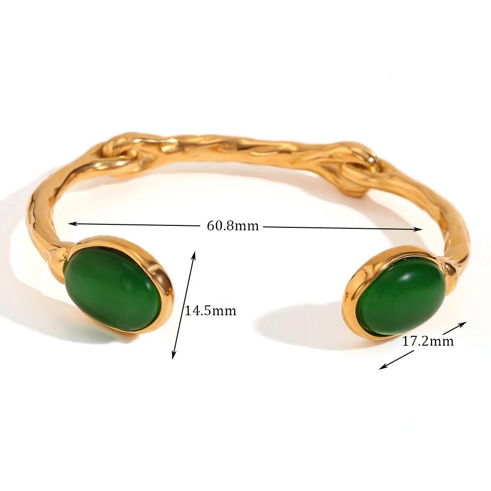 Pulseira em Aço Inoxidável com Cristal de Ágata