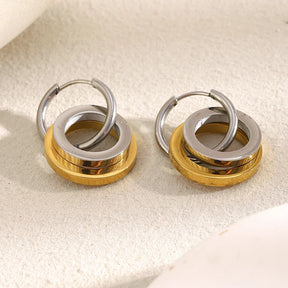 Ebbelle moda oco estrela oval círculo dois tons brincos 18k banhado a ouro feminino declaração orelha jóias acessórios