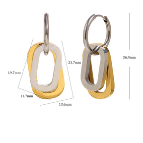 Ebbelle moda oco estrela oval círculo dois tons brincos 18k banhado a ouro feminino declaração orelha jóias acessórios