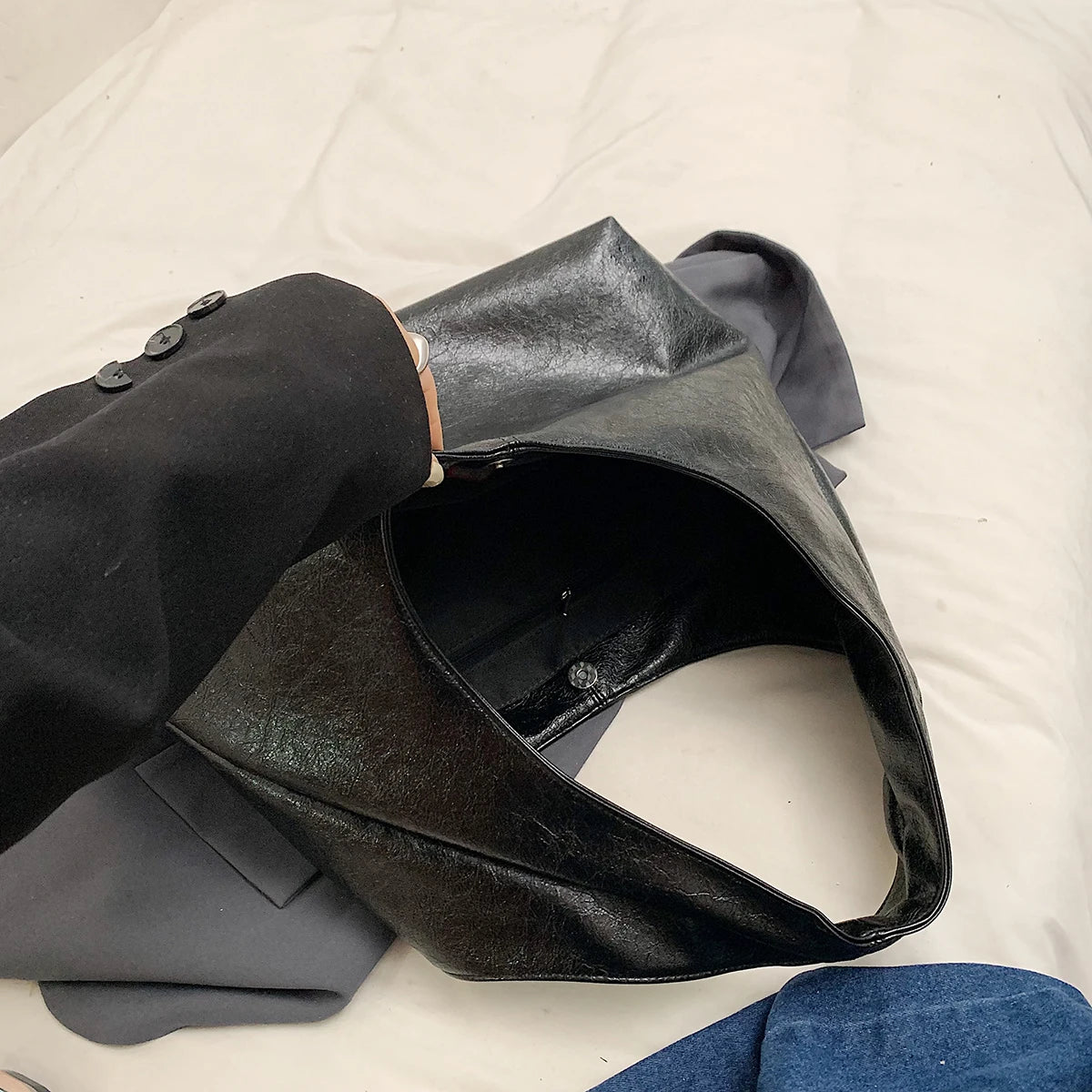 Leftside design grande couro do plutônio hobo axilas sacos senhora inverno bolsa de ombro para as mulheres 2024 nova tendência y2k bolsas e bolsas