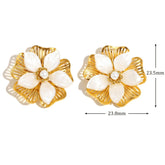 Brinco Flor de Concha Dourada Ebbelle - Luxo Hipoalergênico