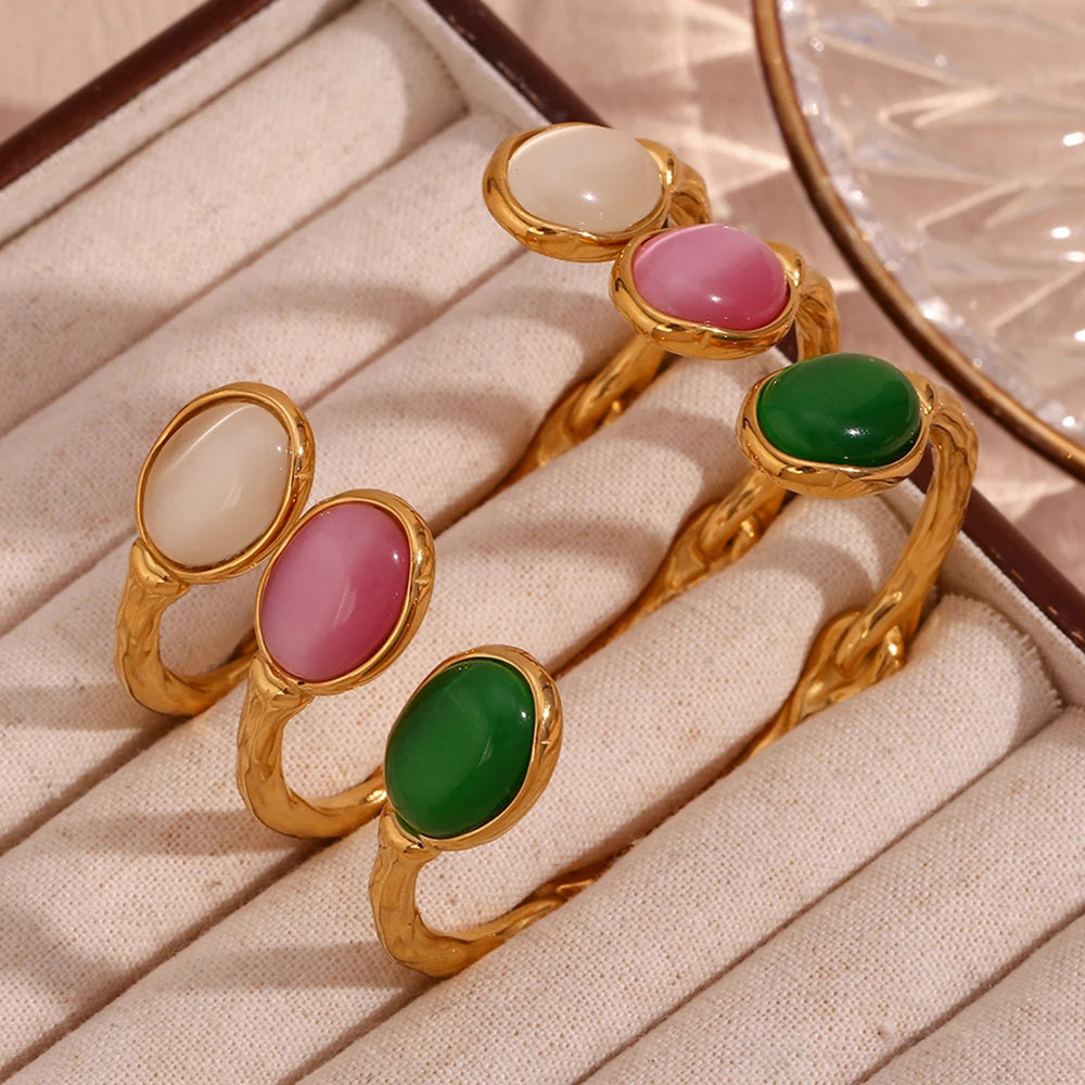 Pulseira em Aço Inoxidável com Cristal de Ágata