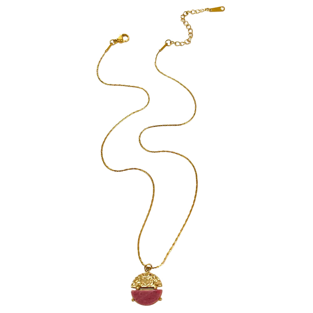 Colar Pingente Circular em Aço Inoxidável Banhado a Ouro 18K