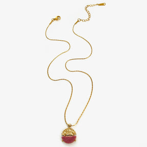 Colar Pingente Circular em Aço Inoxidável Banhado a Ouro 18K