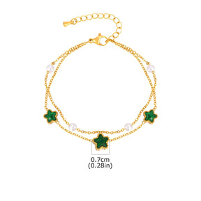 Pulseira de Zircônia Estrela e Coração em Camadas