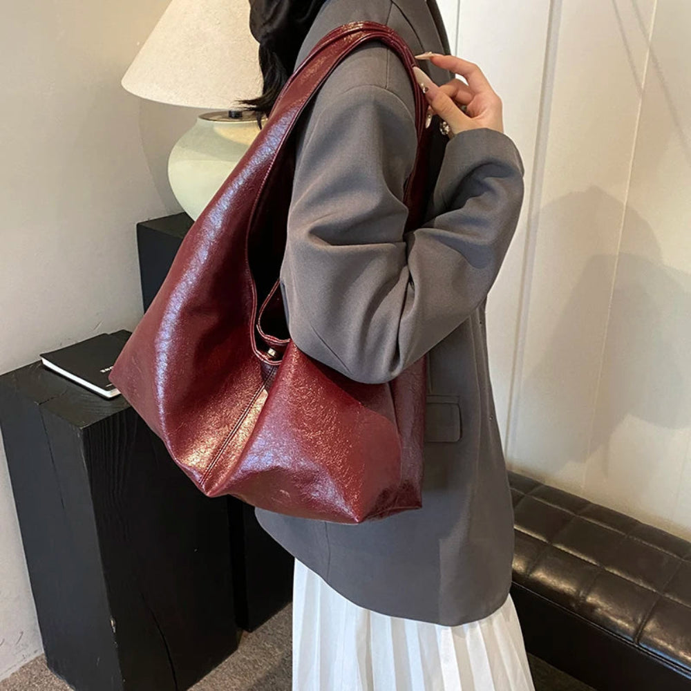 Leftside design grande couro do plutônio hobo axilas sacos senhora inverno bolsa de ombro para as mulheres 2024 nova tendência y2k bolsas e bolsas