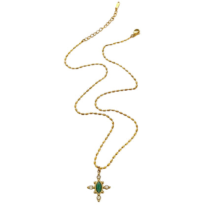 Colar Vintage Geométrico com Pedra Natural e Strass