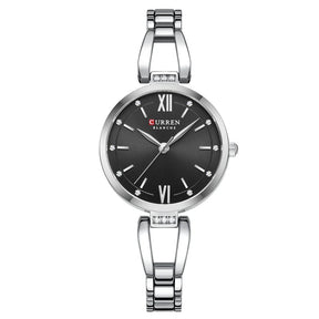 Relógio Feminino Curren Luxo com Strass e Aço Inoxidável