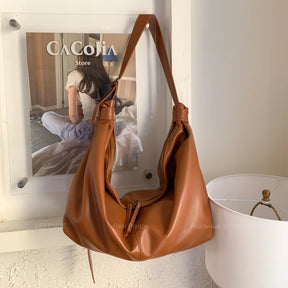 Leftside design de alta capacidade couro do plutônio hobo axilas sacos senhora inverno bolsa ombro para as mulheres 2025 luxo cor sólida bolsas