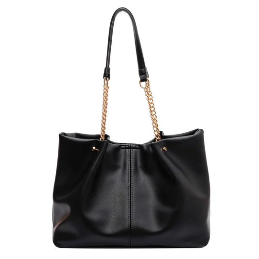 Bolsa de Ombro Elegante com Cadeado em Couro PU