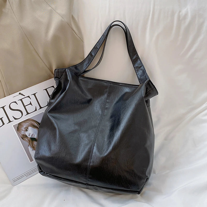 Leftside moda grande sacola de couro para as mulheres 2025 tendências femininas simples grande alta capacidade retro ombro bolsa lateral bolsas