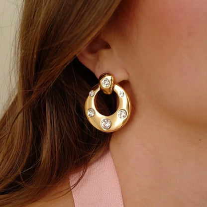 Brincos Luxuosos Zircão 18K Banhado a Ouro