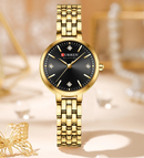 CURREN Luxo Feminino Strass Dial Relógio de Quartzo Banda de Aço Inoxidável Elegante Senhoras Relógios de Pulso