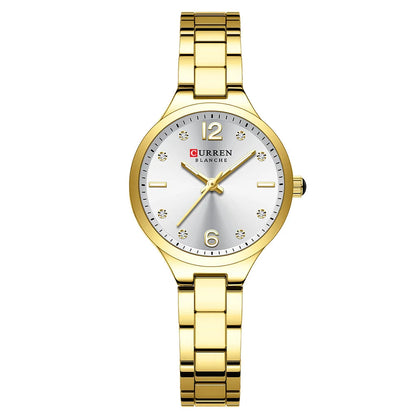 Curren relógios de marca de luxo para mulheres vestido simples quartzo relógio de pulso de aço inoxidável com mãos luminosas relógio feminino