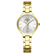 Curren relógios de marca de luxo para mulheres vestido simples quartzo relógio de pulso de aço inoxidável com mãos luminosas relógio feminino