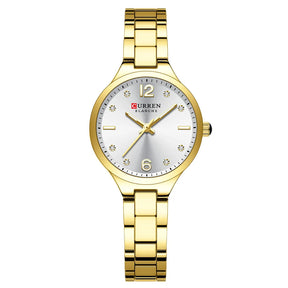 Curren relógios de marca de luxo para mulheres vestido simples quartzo relógio de pulso de aço inoxidável com mãos luminosas relógio feminino