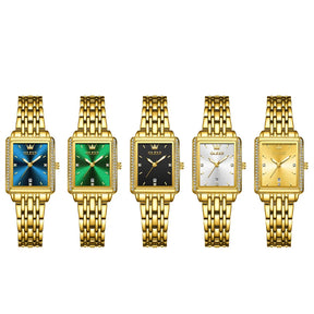 OLEVS-Relógio de pulso a quartzo impermeável para mulheres, elegante relógio de ouro, original, luxo, Festiva 520