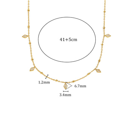 Colar Pingente Rhombus Zircão 18K Banhado a Ouro