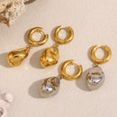 Ebbelle Brinco de argola com pingente de amendoim sólido de cor dupla 18K banhado a ouro aço inoxidável suave feminino decoração de joias de orelha