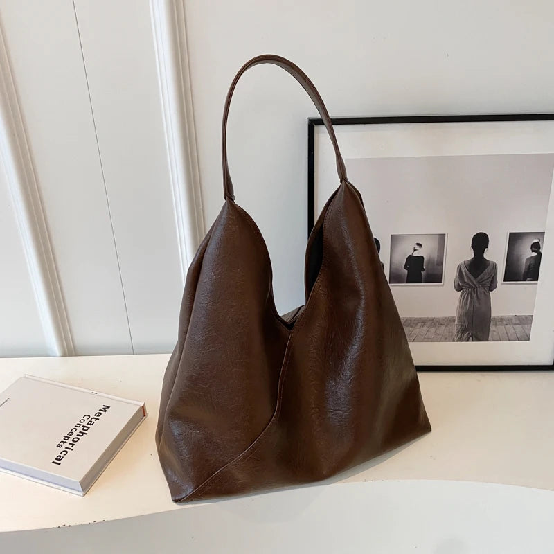 Leftside design de moda bolsa de ombro de couro para as mulheres 2023 tendência feminina simples grande axilas hobo bolsa bolsas e bolsas