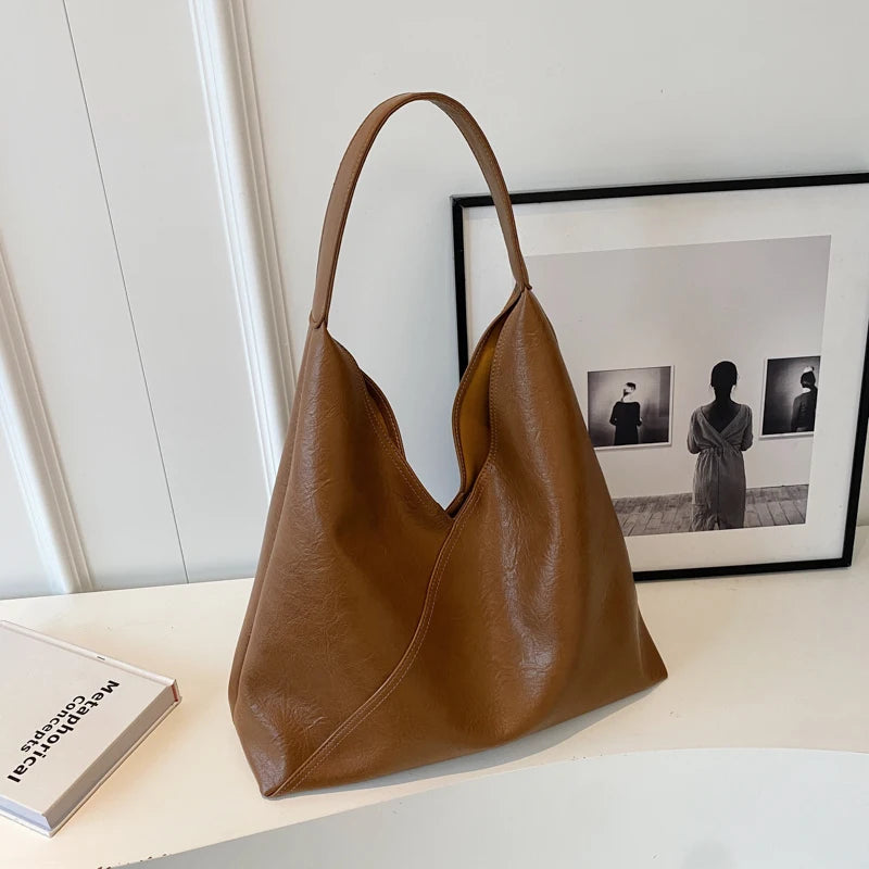 Leftside design de moda bolsa de ombro de couro para as mulheres 2023 tendência feminina simples grande axilas hobo bolsa bolsas e bolsas