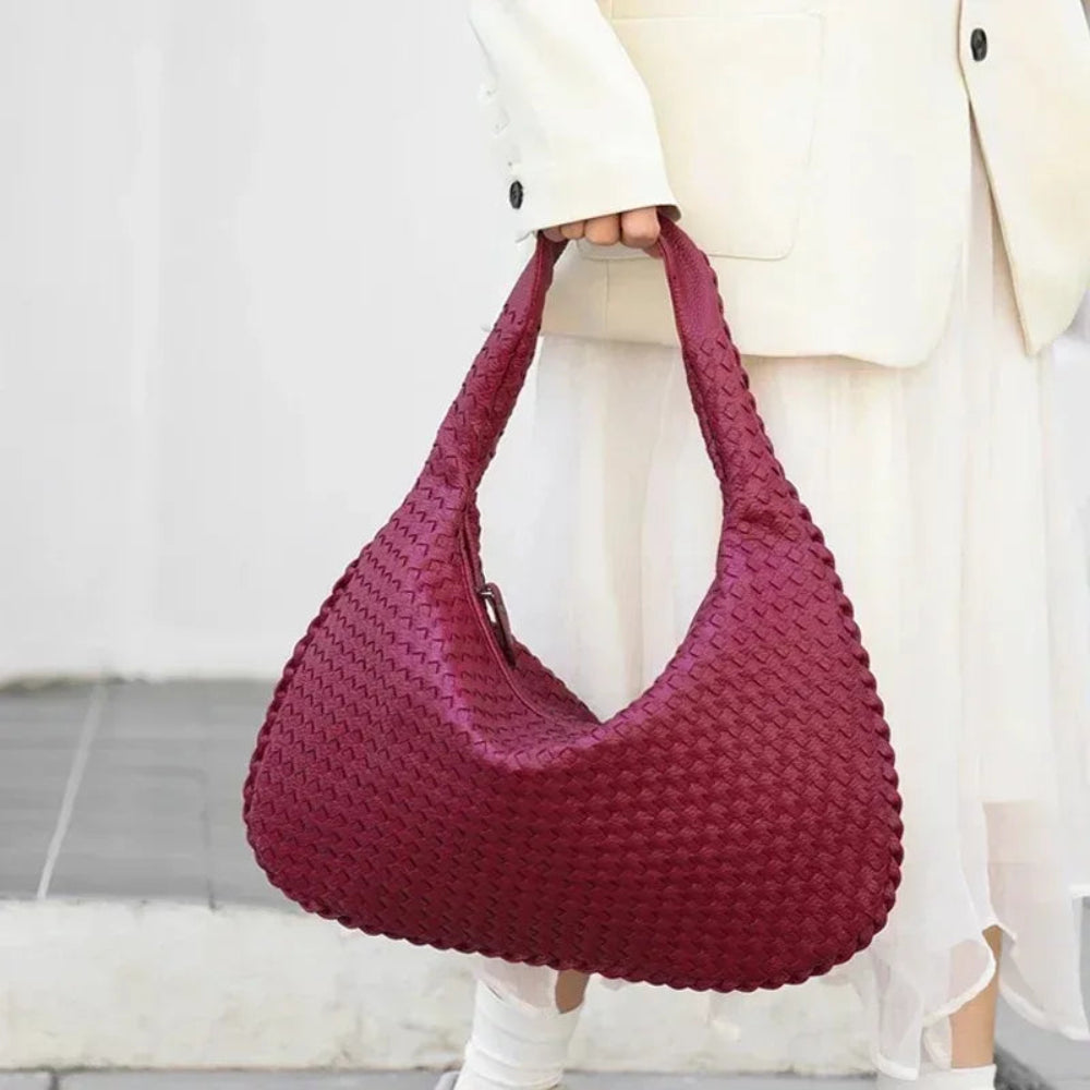 Novo couro vegano hobo saco artesanal tecido casual feminino meia lua bolsa grande capacidade retalhos zíper feminino tote sacos de ombro