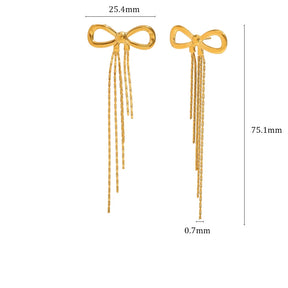 Ebbelle PVD banhado a design exclusivo luxo zircão bowknot brincos de aço inoxidável feminino festa de casamento joias de orelha à prova d'água