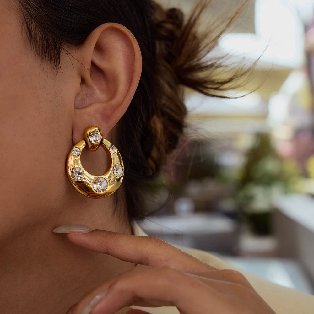 Brincos Luxuosos Zircão 18K Banhado a Ouro