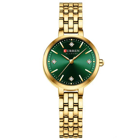 CURREN Luxo Feminino Strass Dial Relógio de Quartzo Banda de Aço Inoxidável Elegante Senhoras Relógios de Pulso