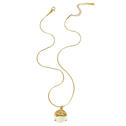 Colar Pingente Circular em Aço Inoxidável Banhado a Ouro 18K