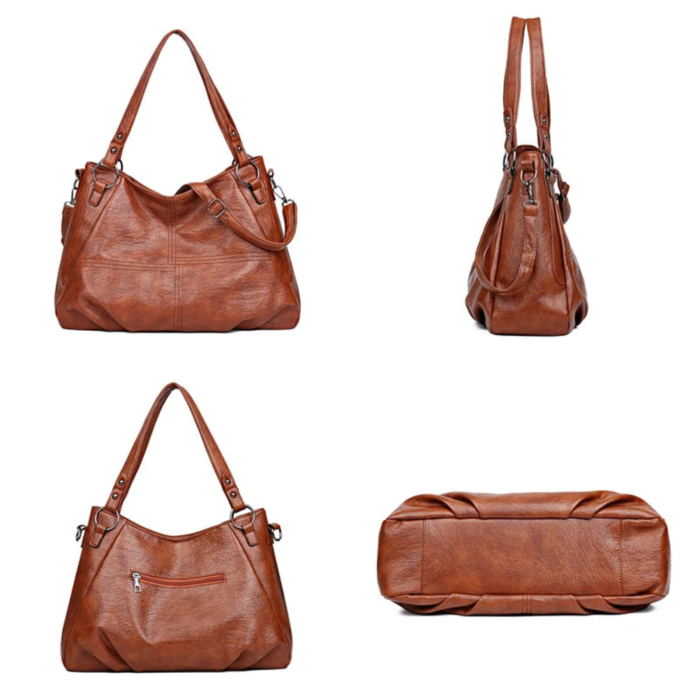 Bolsa de couro macia simples para mulheres, sacola famosa, grande capacidade, bolsas de ombro, designer de luxo, elegante, alta qualidade