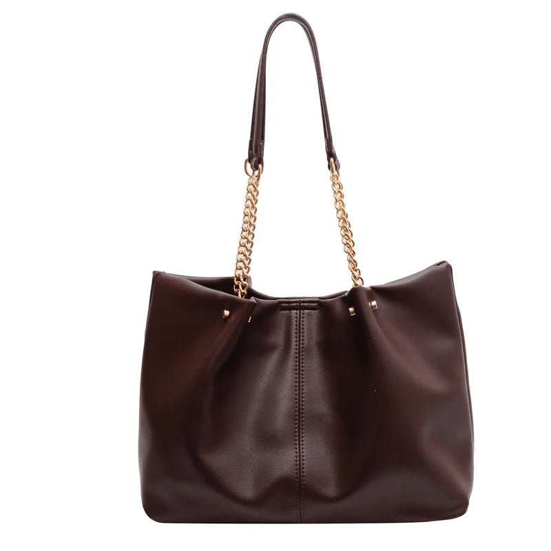 Bolsa de Ombro Elegante com Cadeado em Couro PU