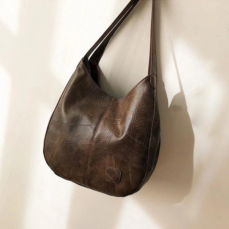 Bolsa Hobo de Couro PU Vintage Feminina