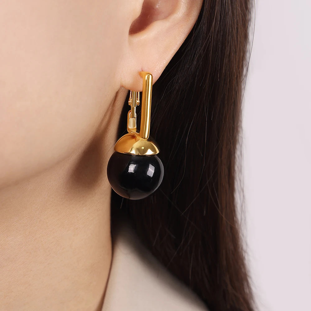 Brincos Pingentes de Aço Inoxidável com Ouro 18k