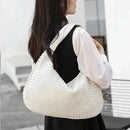 Novo couro vegano hobo saco artesanal tecido casual feminino meia lua bolsa grande capacidade retalhos zíper feminino tote sacos de ombro