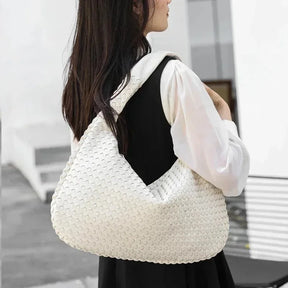 Novo couro vegano hobo saco artesanal tecido casual feminino meia lua bolsa grande capacidade retalhos zíper feminino tote sacos de ombro