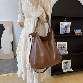 Leftside moda grande sacola de couro para as mulheres 2025 tendências femininas simples grande alta capacidade retro ombro bolsa lateral bolsas