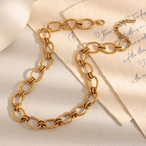 Ebbelle alta qualidade aço inoxidável exagerado artesanal zircão círculo colar 18k banhado a ouro moda feminina jóias