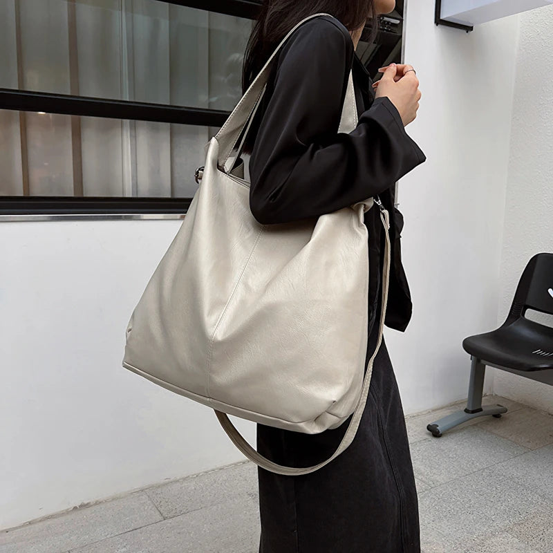 Leftside moda grande sacola de couro para as mulheres 2025 tendências femininas simples grande alta capacidade retro ombro bolsa lateral bolsas