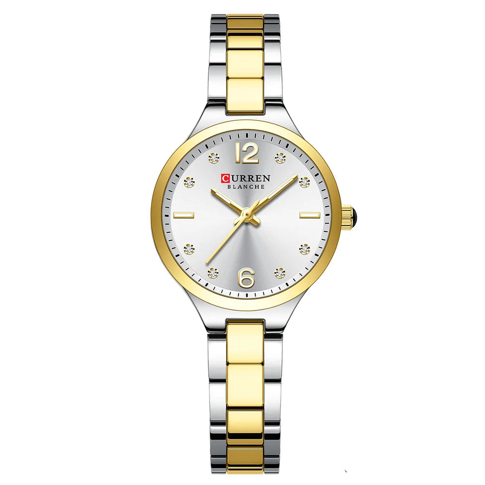 Curren relógios de marca de luxo para mulheres vestido simples quartzo relógio de pulso de aço inoxidável com mãos luminosas relógio feminino