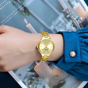 Curren relógios de marca de luxo para mulheres vestido simples quartzo relógio de pulso de aço inoxidável com mãos luminosas relógio feminino