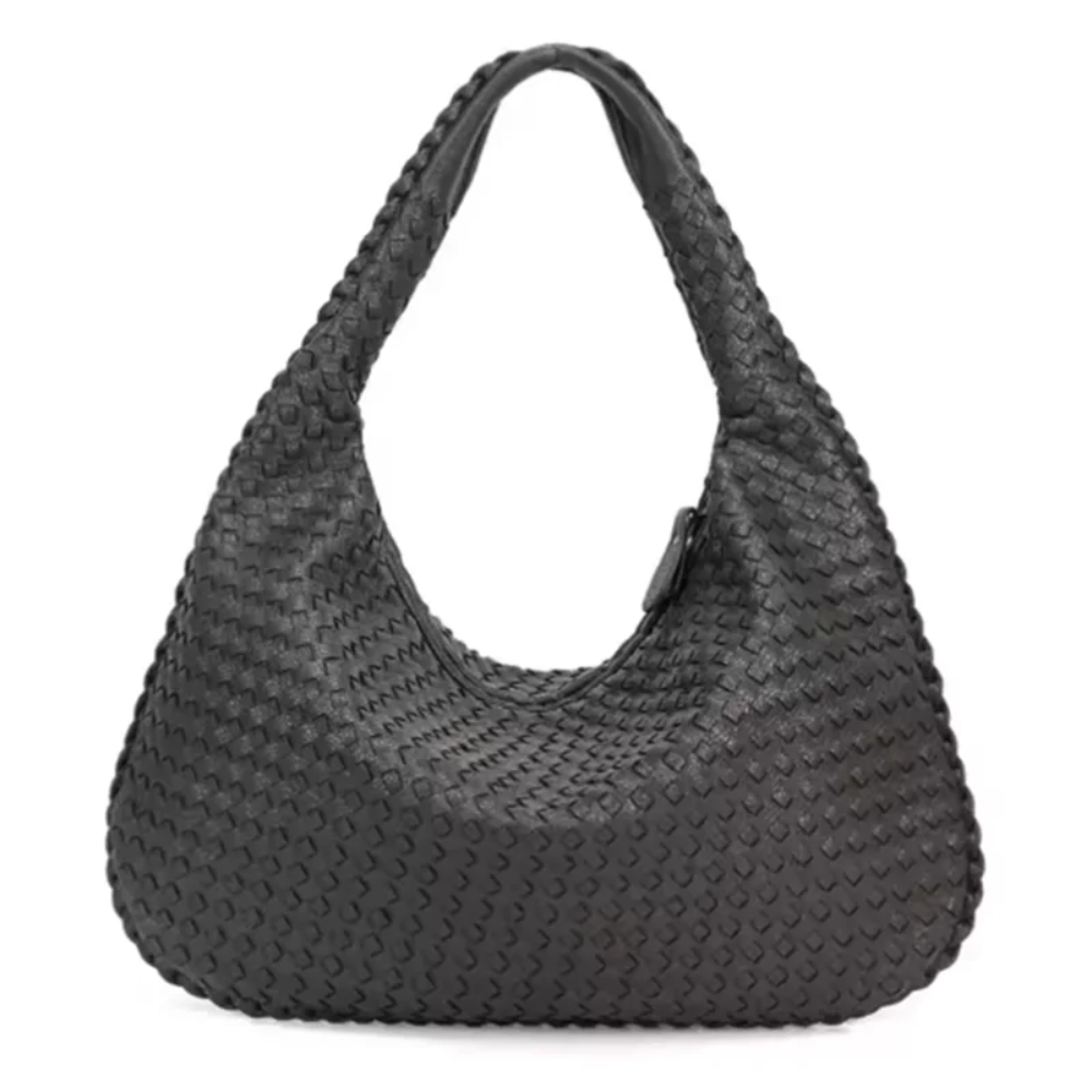 Novo couro vegano hobo saco artesanal tecido casual feminino meia lua bolsa grande capacidade retalhos zíper feminino tote sacos de ombro