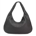 Novo couro vegano hobo saco artesanal tecido casual feminino meia lua bolsa grande capacidade retalhos zíper feminino tote sacos de ombro