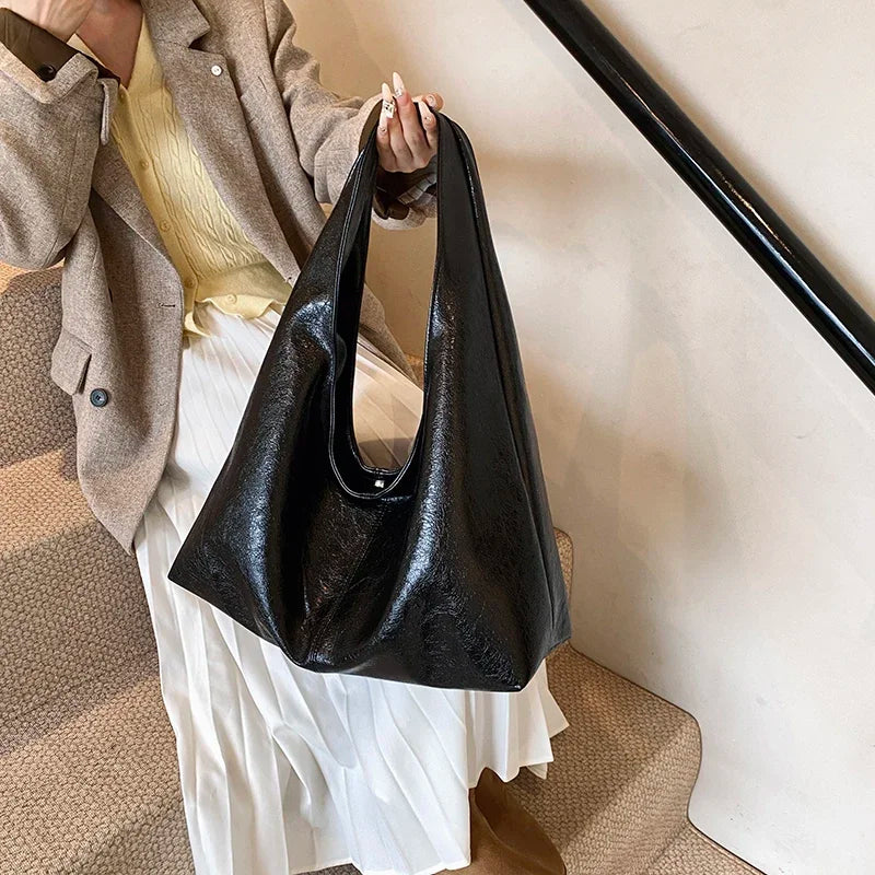 Leftside design grande couro do plutônio hobo axilas sacos senhora inverno bolsa de ombro para as mulheres 2024 nova tendência y2k bolsas e bolsas