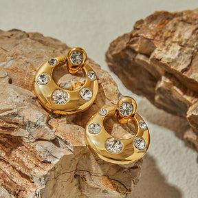 Brincos Luxuosos Zircão 18K Banhado a Ouro