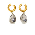 Ebbelle Brinco de argola com pingente de amendoim sólido de cor dupla 18K banhado a ouro aço inoxidável suave feminino decoração de joias de orelha
