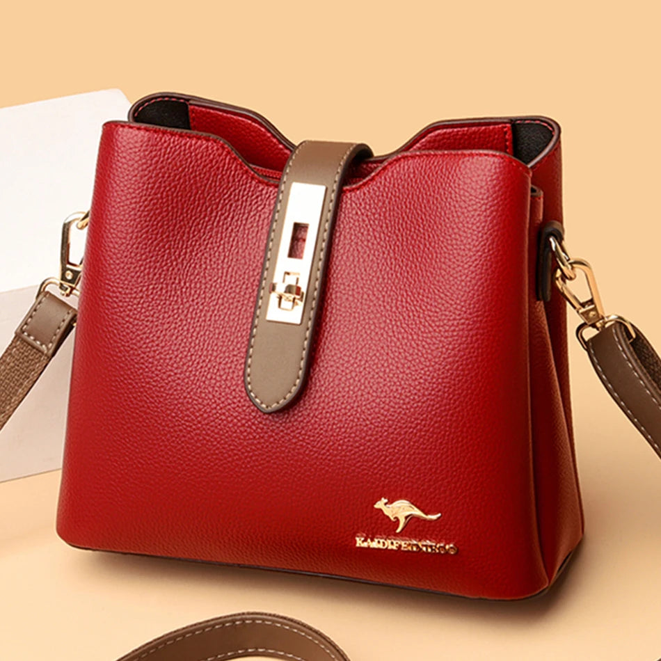 Bolsa Crossbody de Couro Sintético de Alta Capacidade